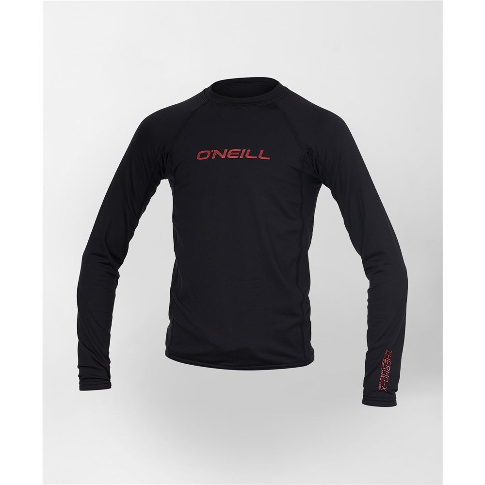 O'Neill Thermo X Long Sleeve Youth Rash Top in black from the front