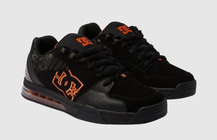 DC Versatile Skate Shoes in black with army/olive and orange detailing