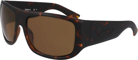 Pair of Dragon Calypso Matte Tortoiseshell frame with Brown Polarised Luma Lens Sunglasses