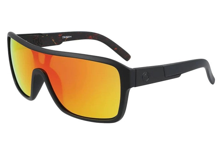 Dragon Remix Matte Black Inferno frames with Luma Lens Red Ion Sunglasses