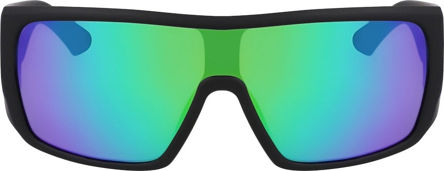 Pair of Dragon Rocker Matte Black frame with Green Ion Polarised Luma Lens Sunglasses from front