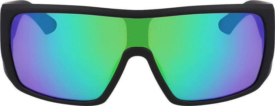Pair of Dragon Rocker Matte Black frame with Green Ion Polarised Luma Lens Sunglasses from front