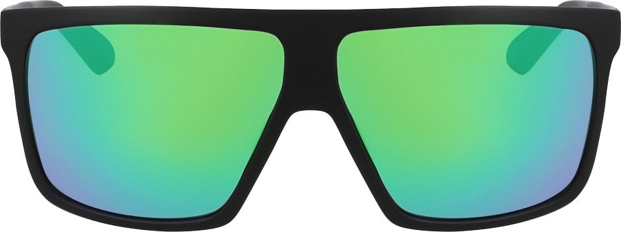 Pair of Dragon Ultra Matte Black frames with Green Ion Polarised Luma Lens Sunglasses from front