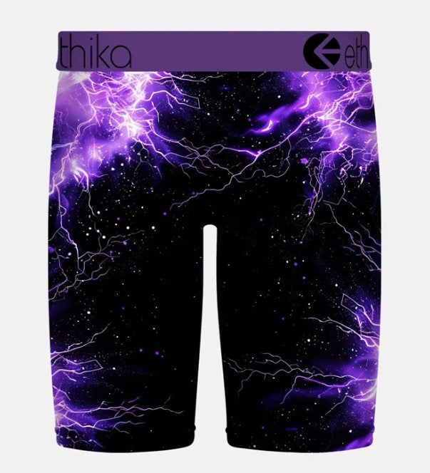 Ethika Flock Staple Boys Boxers
 in black and purple from the rear