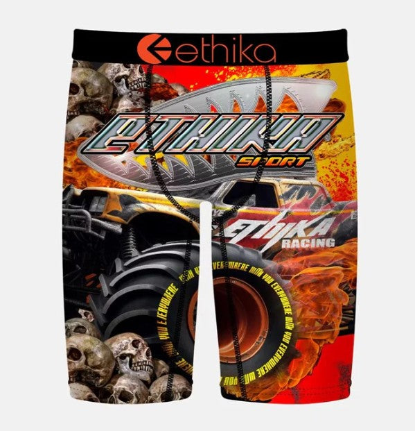Ethika For The Fellas Staple Boys Boxers in multi colour with monster truck print