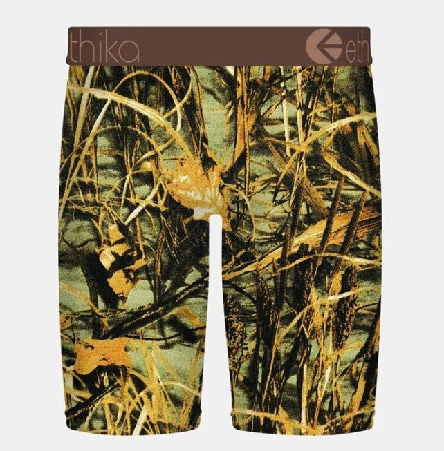 Ethika Boys Mallard Menace Staple Underwear in multicolour camo with duck from rear