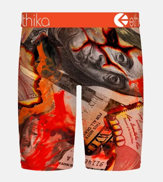 Ethika Burnin Hundreds Staple Boys Boxers in flame from rear