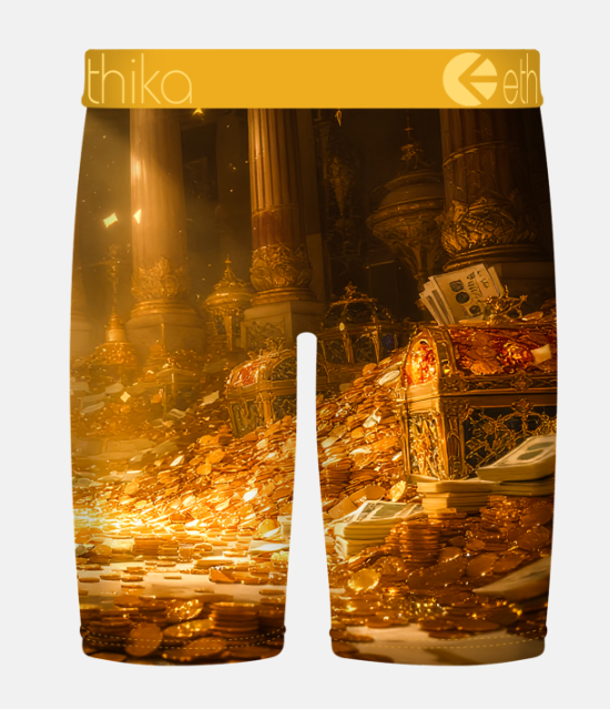 Ethika Cursed Fortune Staple Boys Boxers in gold colour from rear