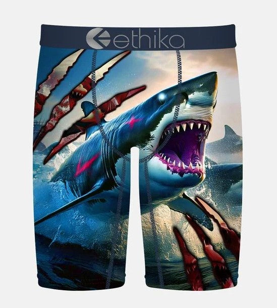 Ethika Jaw Dropped Staple Boys Boxers with a great white shark on front