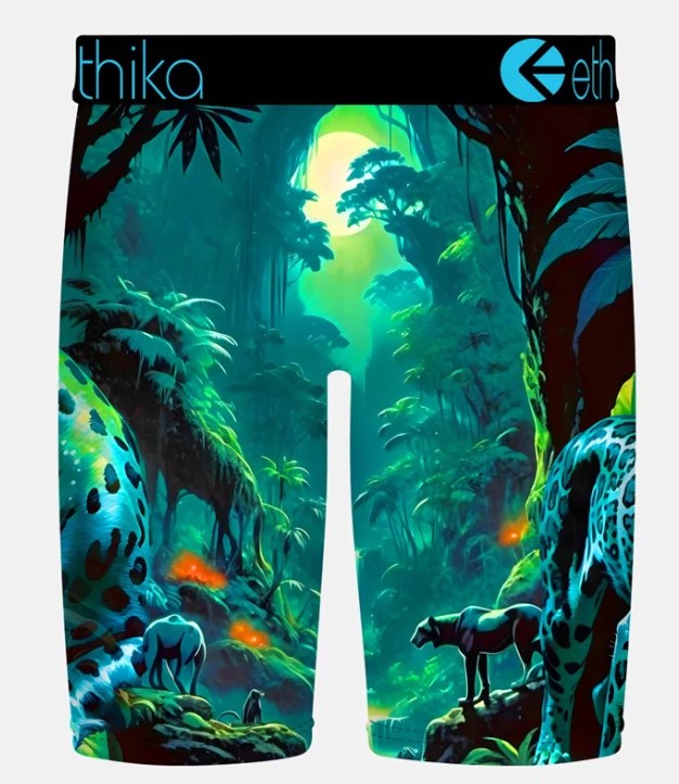 Ethika Lumileps Staple Mens Underwear multi coloured jungle scene from rear