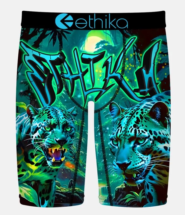 Ethika Lumileps Staple Mens Underwear multi coloured jungle scene from front
