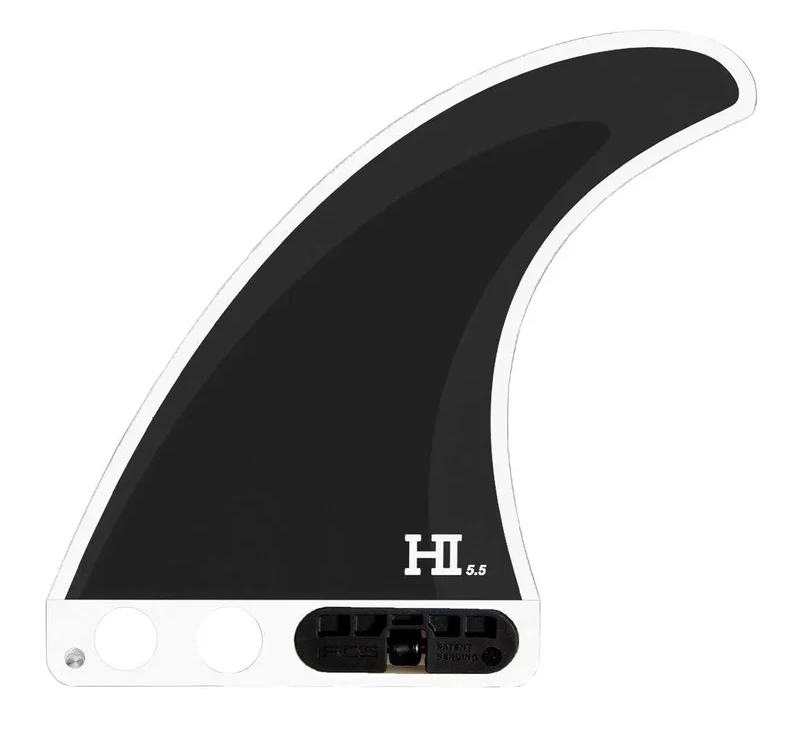 FCS II Harley Ingleby PC 5.5" Longboard Fin in black colourway with white base and borders
