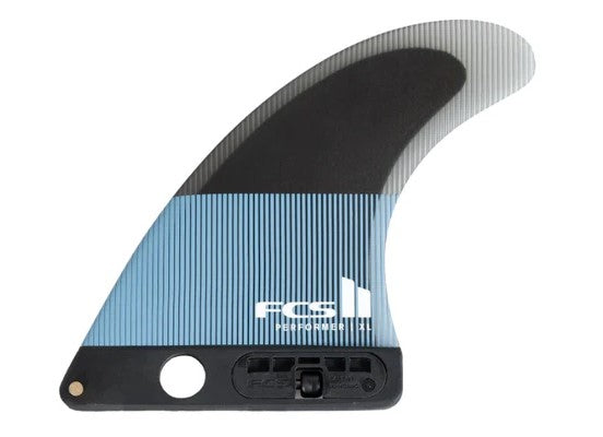 FCS II Performer Performance Core XL Longboard Centre Fin in tranquil blue and black colourway