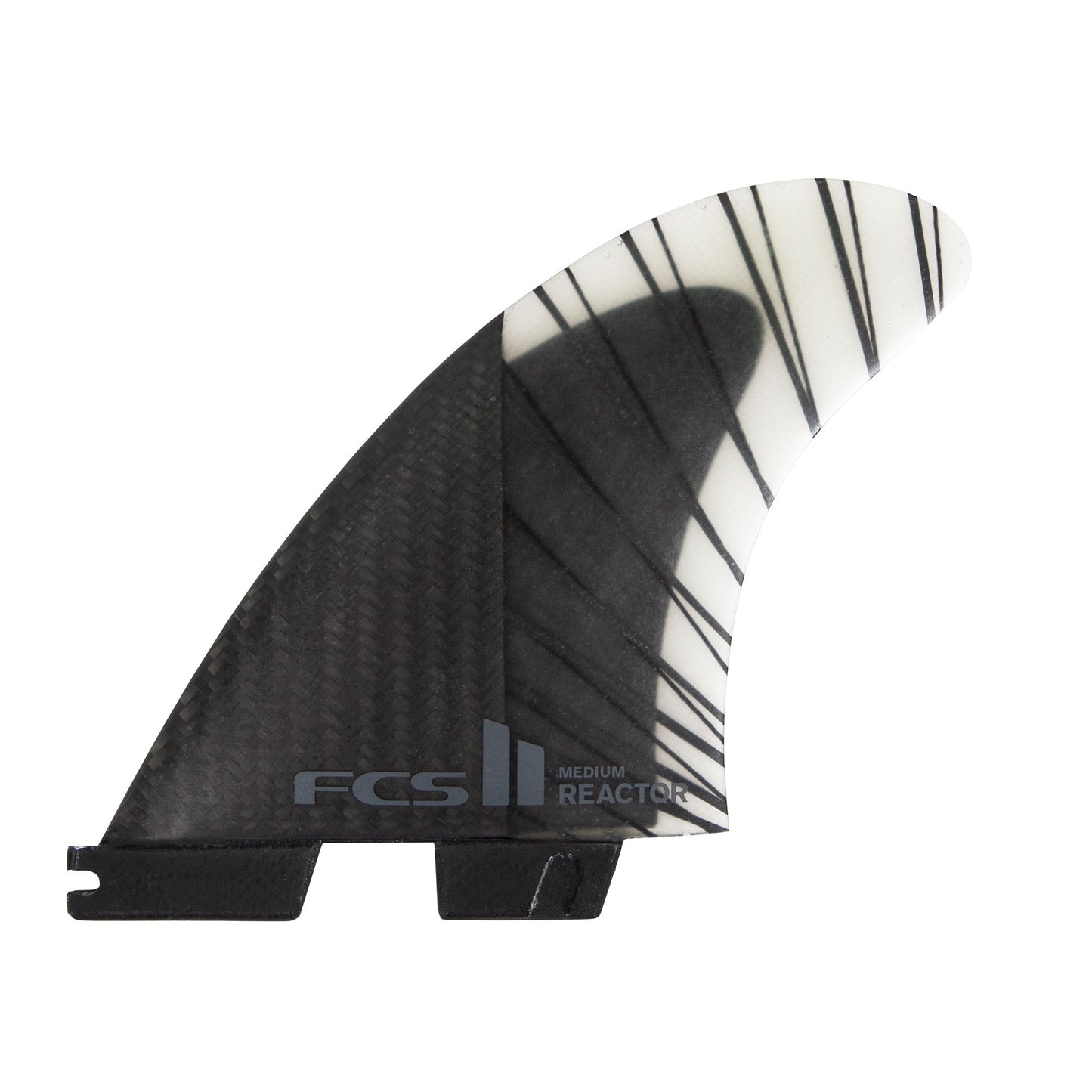 FCS II REACTOR PC CARBON TRI FIN SET LARGE showing single side medium version of fin