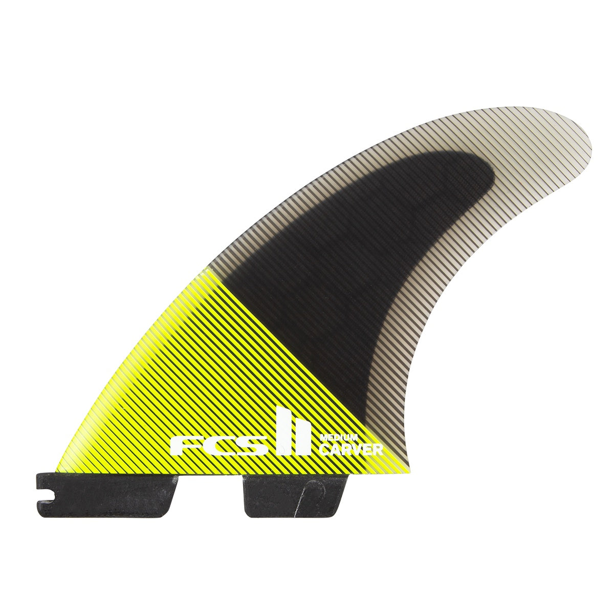 FCS II CARVER PC MED surfboard TRI FIN SET black yellow