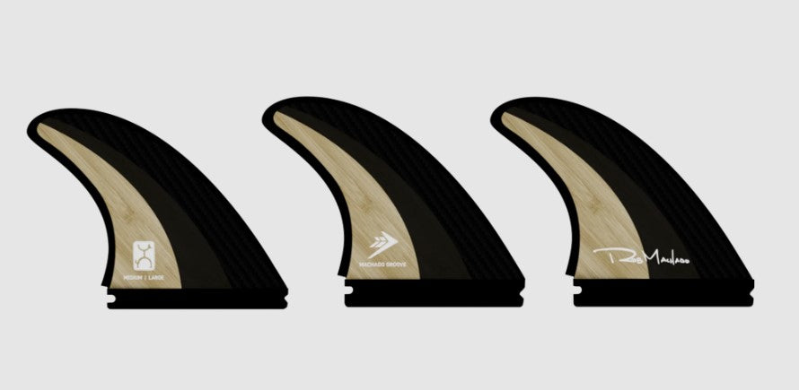 Firewire Machado The Groove Surfboard Tri Fin Set in black/bamboo colourway
