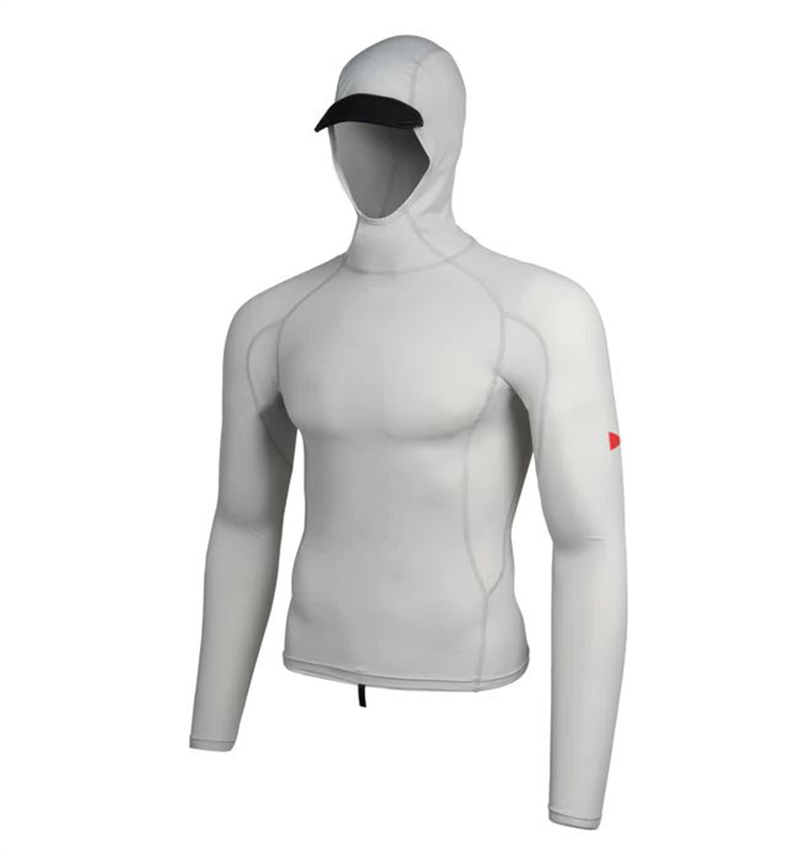 Florence Marine X Utility Hooded Long Sleeve Rash Top in silver colourway from the front