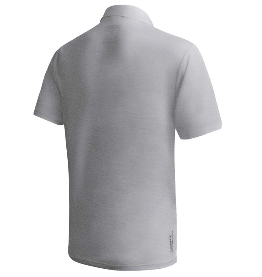 Florence Marine X Airtex Collared Short Sleeve Shirt in light heather grey from the back