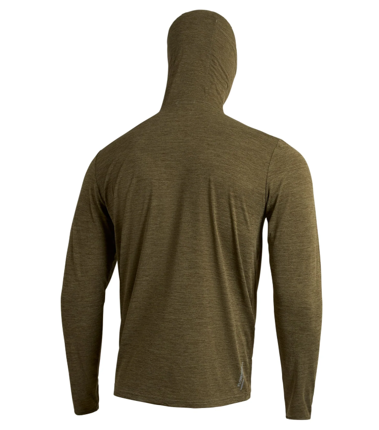 Florence Marine X Airtex Balaclava Long Sleeve Hooded Shirt in burnt olive from rear