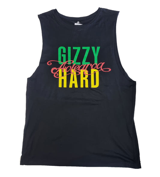 Gizzy Hard Aotearoa Unisex Muscle Tee in black