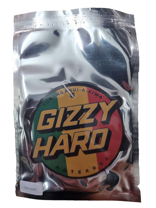 Gizzy Hard Coconut Car Air Freshener in sealed bag