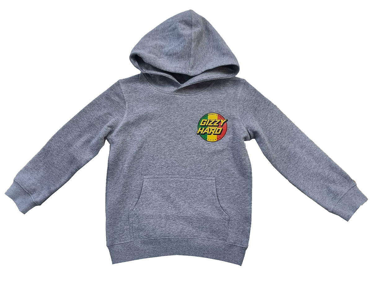 Gizzy Hard Kids Tribute Hoodie in grey marle from front