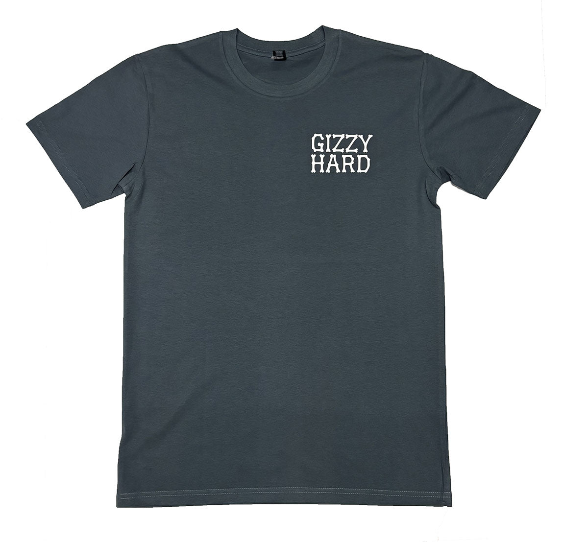 Gizzy Hard Kai On My Mind T-Shirt in petrol blue from the front, with bone lettering