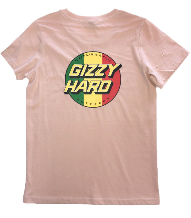 Gizzy Hard Tribute Womens Tee pink and rusta back
