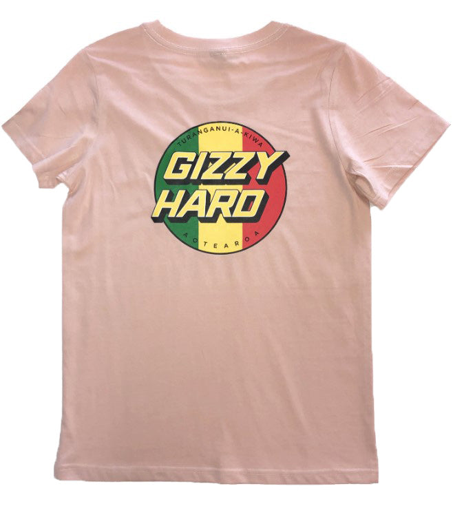 Gizzy Hard Tribute Womens Tee pink and rusta  back
