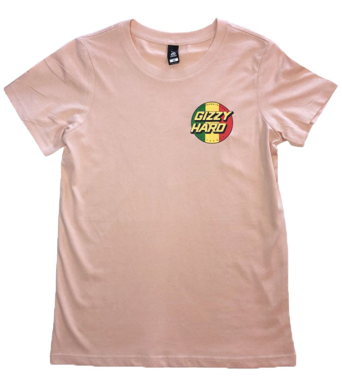 Gizzy Hard Tribute Womens Tee pink and rusta