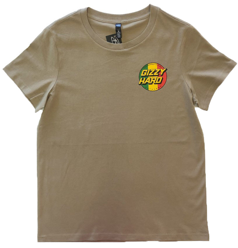 Gizzy Hard Tribute Womens Tee sand with rusta