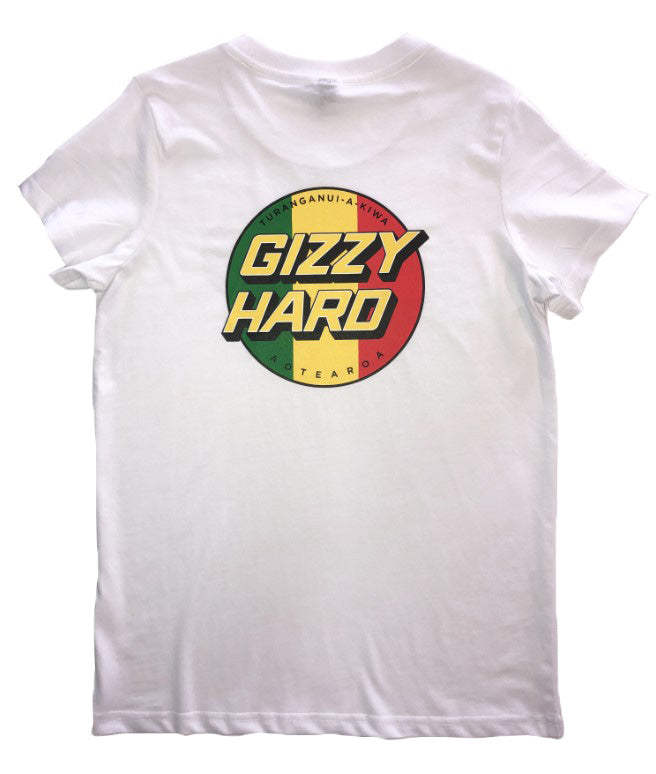 Gizzy Hard Tribute Womens Tee white and rusta back