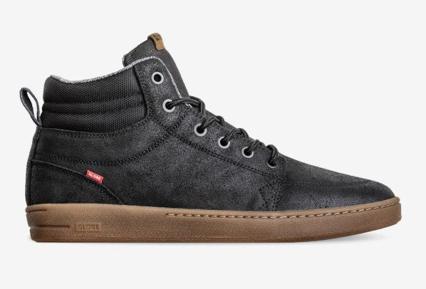 Globe GS Leather Boots in black oiled colourway with gum soles