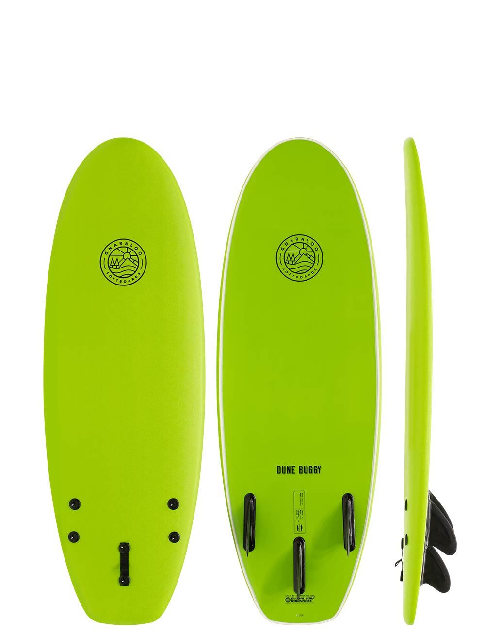 Gnaraloo 4'10 Dune Buggy Softboard neon green with b;lack logo