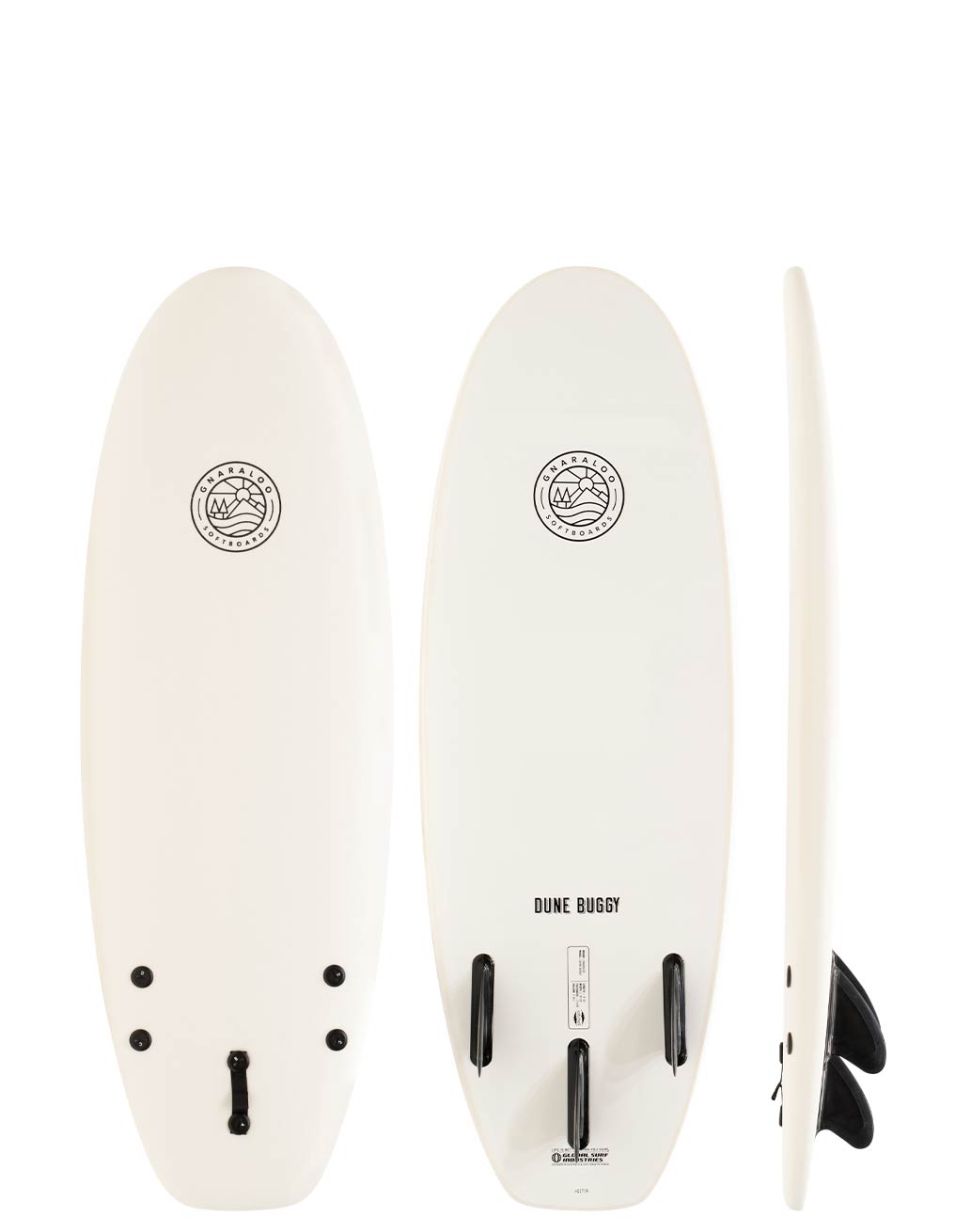Gnaraloo 4'10 Dune Buggy Softboard white with black logo