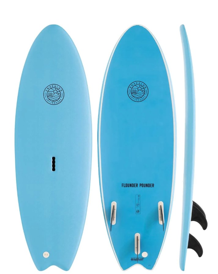 GNARALOO FLOUNDER POUNDER 6'0 SOFT BOARD blue with handle