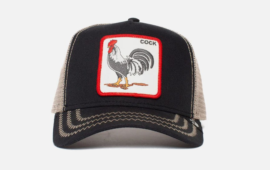 Goorin Bros The Cock Snapback Trucker Cap in black from front