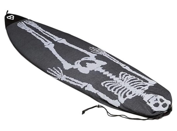 Gorilla Grip 6'3 Stretch Surfboard Sock - BONER black with white skeleton