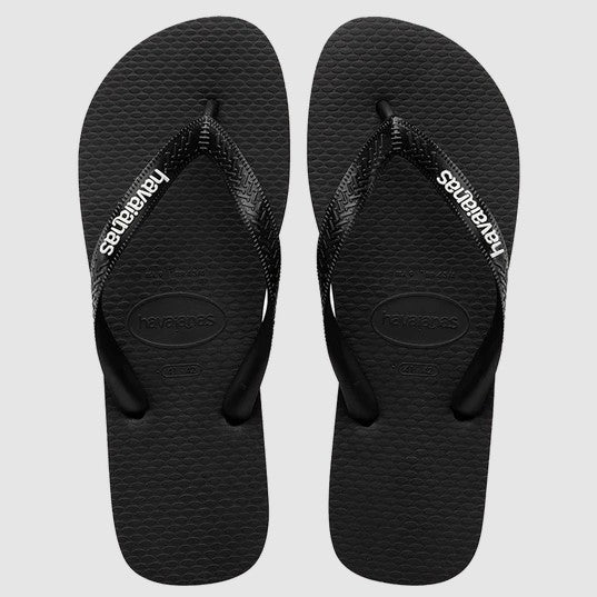 Havaianas Logo Filete Jandals flip flops black white black side by side