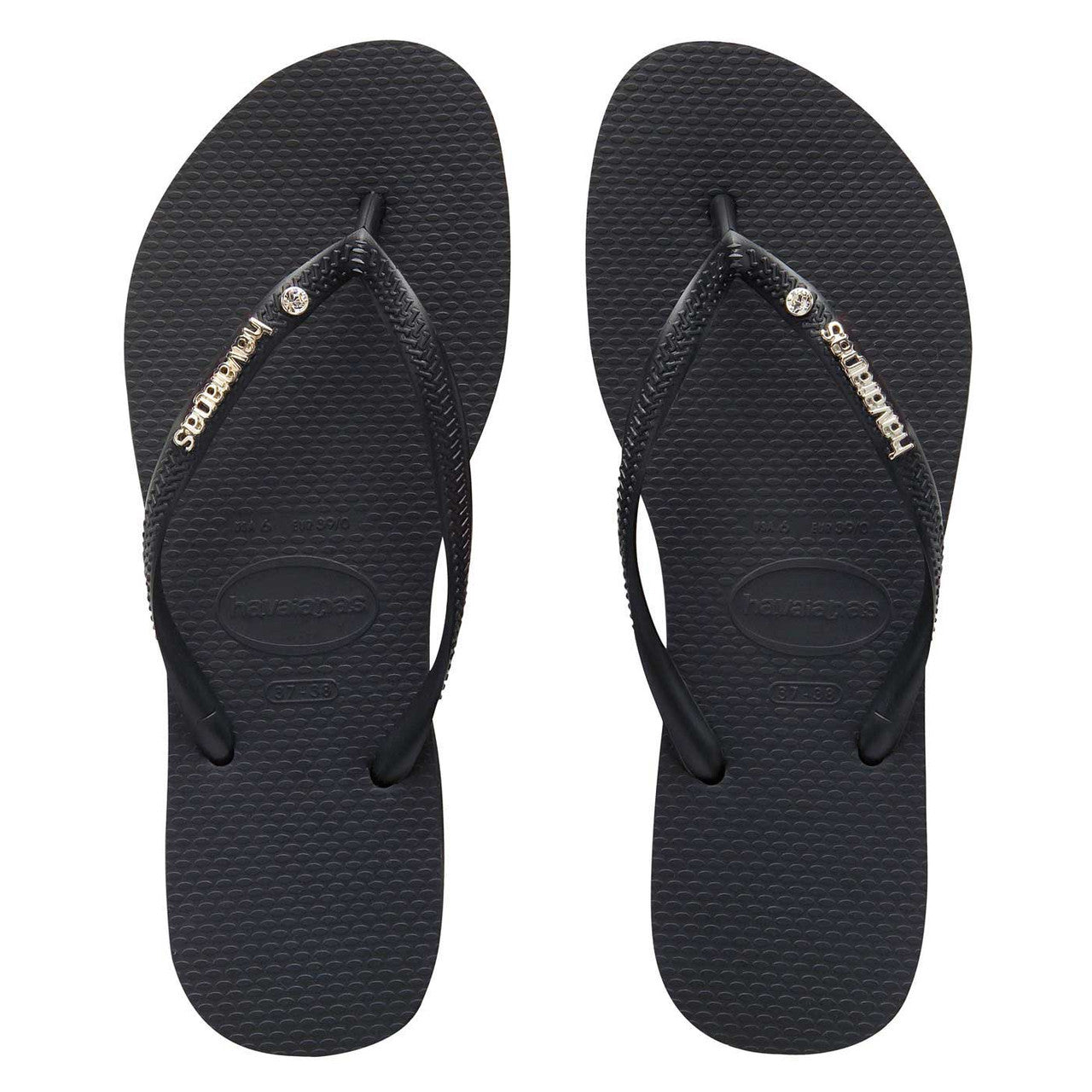 HAVAIANAS SLIM METAL LOGO CRYSTAL JANDAL