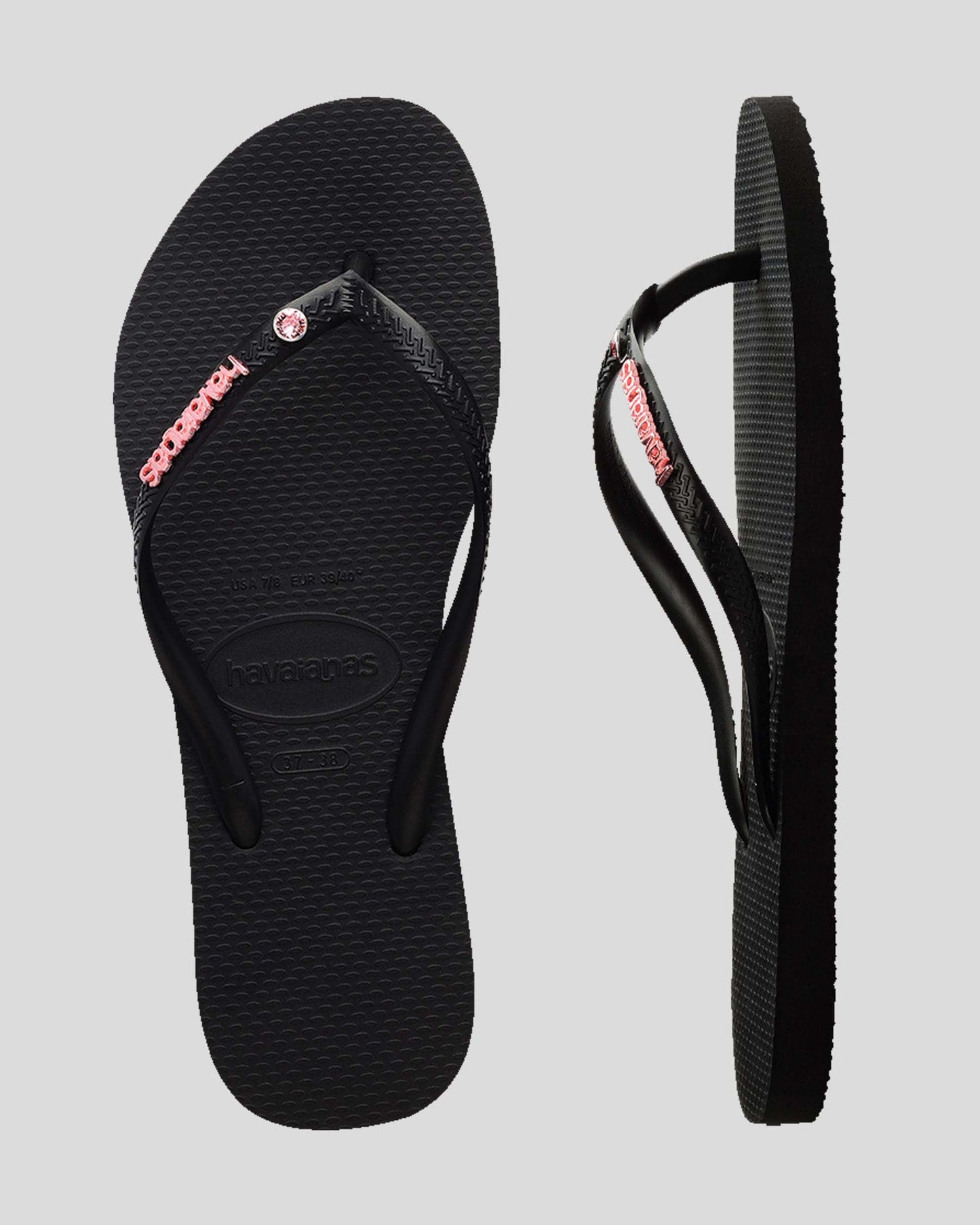 HAVAIANAS SLIM METAL LOGO CRYSTAL JANDAL