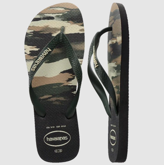 Havaianas Top Camu Jandals 9052
in black and camo showing a pair from above and side