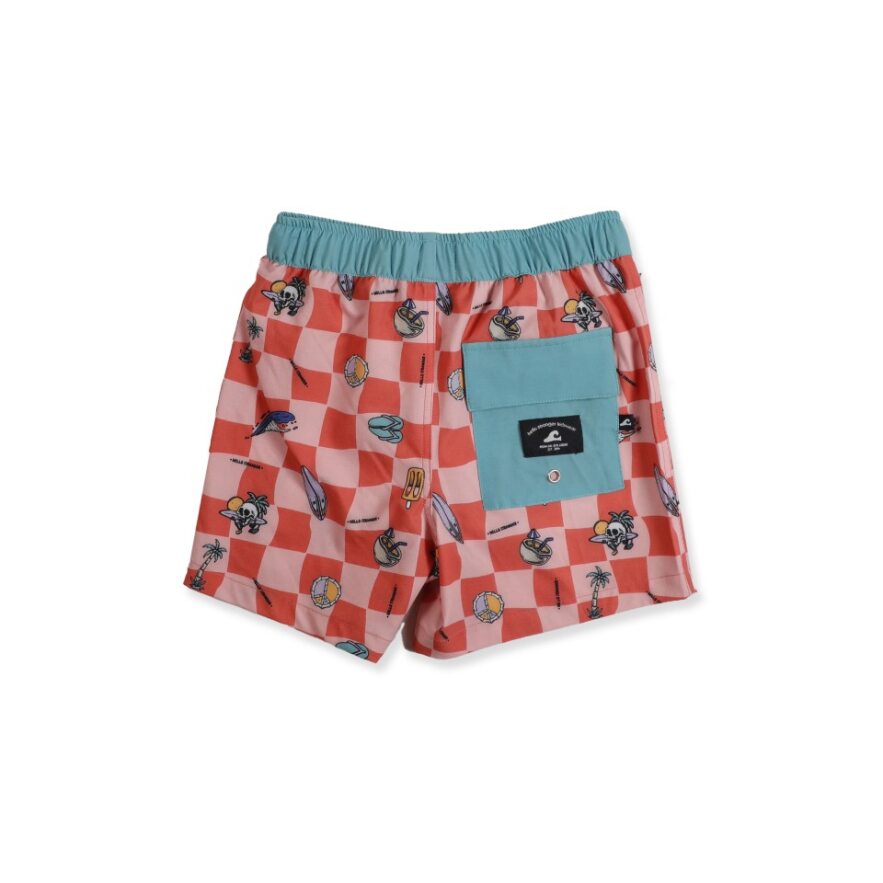 Hello Stranger Check Me Boardshorts in red checks from back