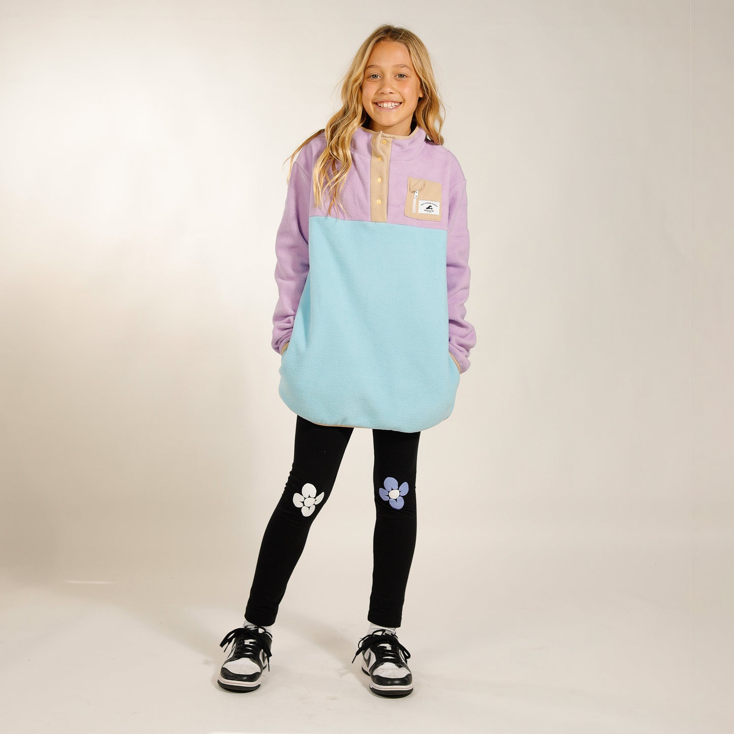 Hello Stranger Girls Adventure Fleece in purple cord colourway