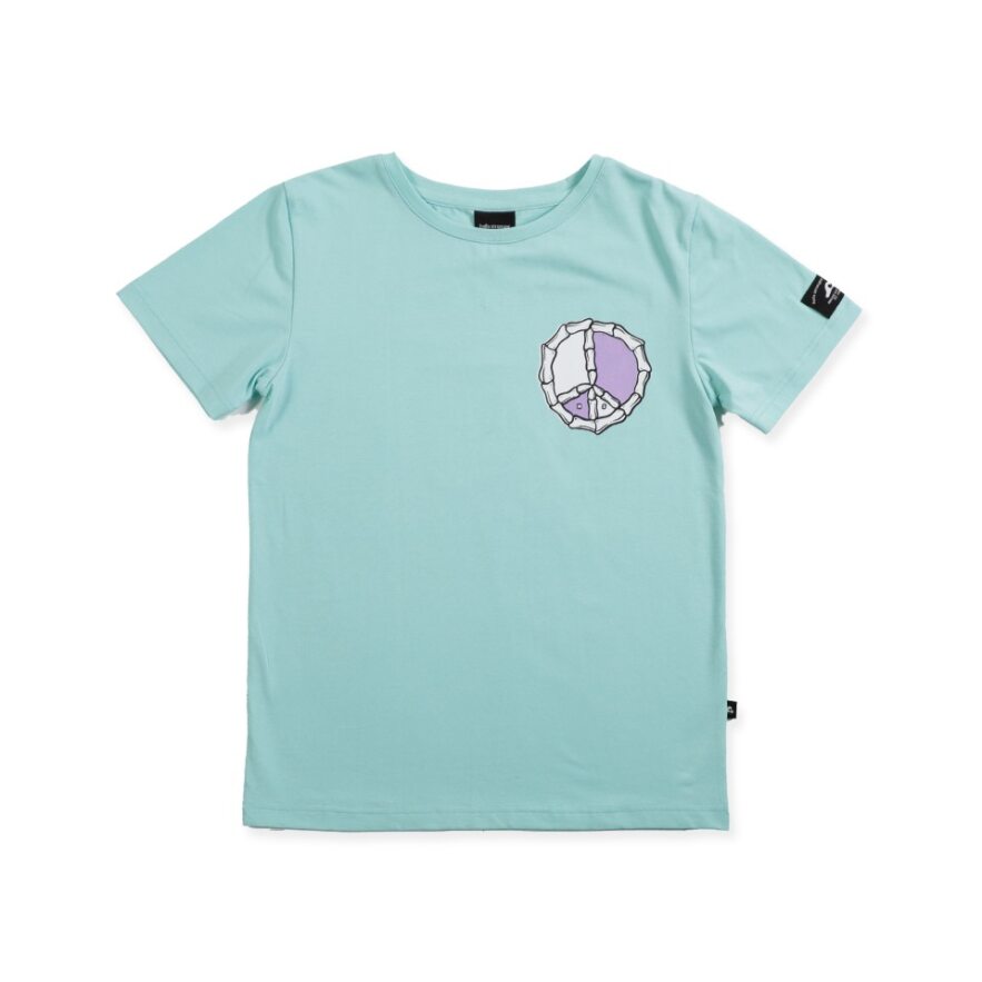 Hello Stranger Peace SS Tee in mint from front