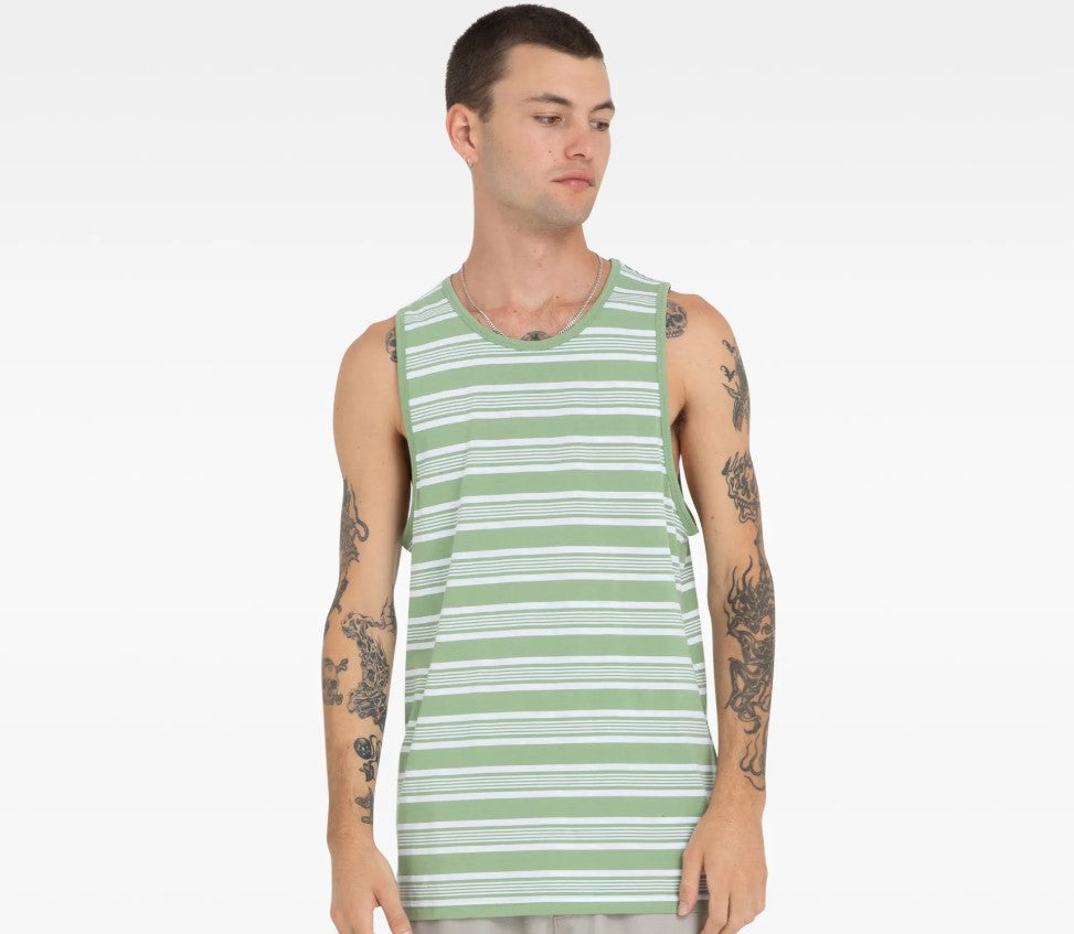 Hurley Alley Singlet in loden frost colourway green and white stripes