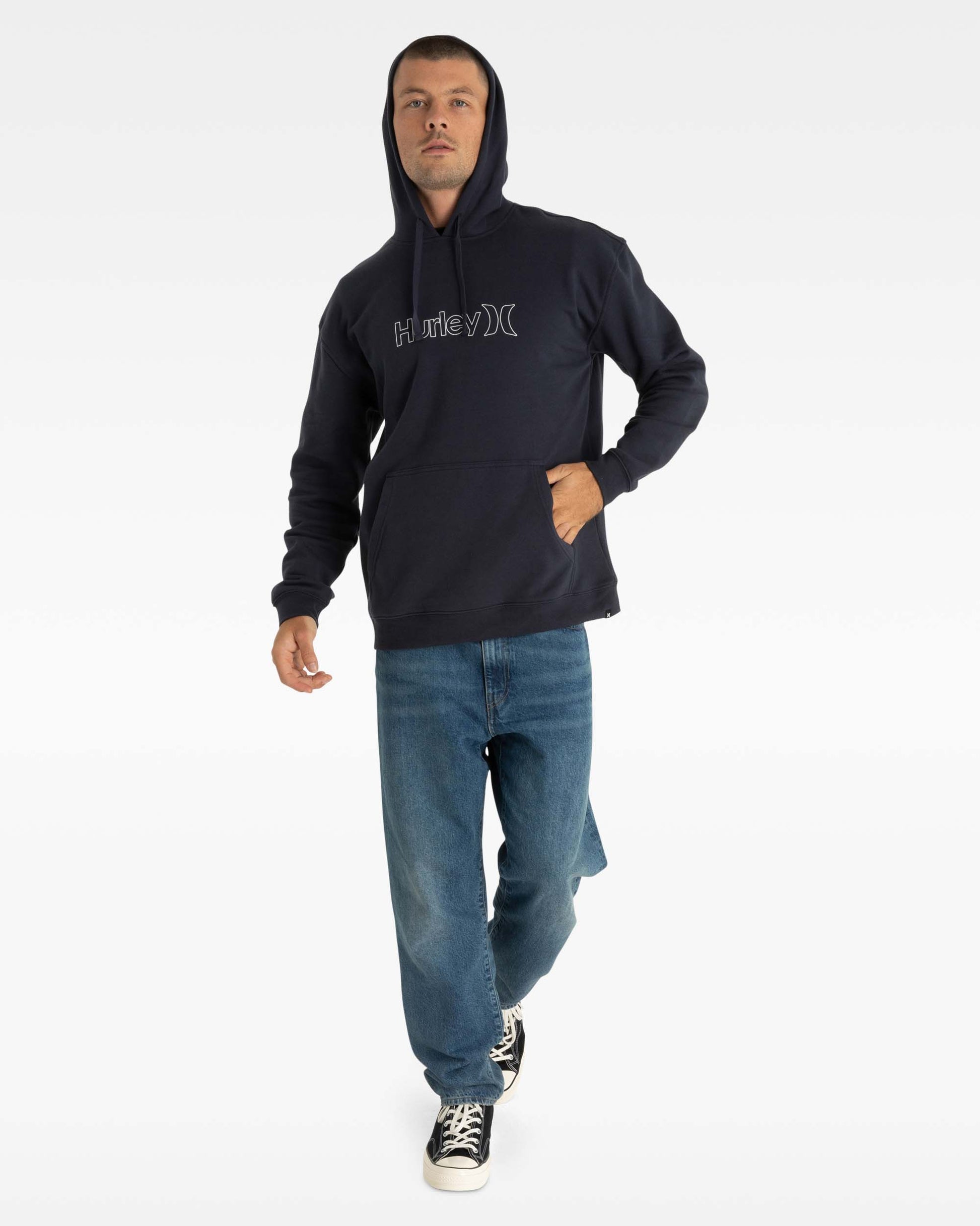 Hurley Outline Pullover Men's Fleece in after midnight colour