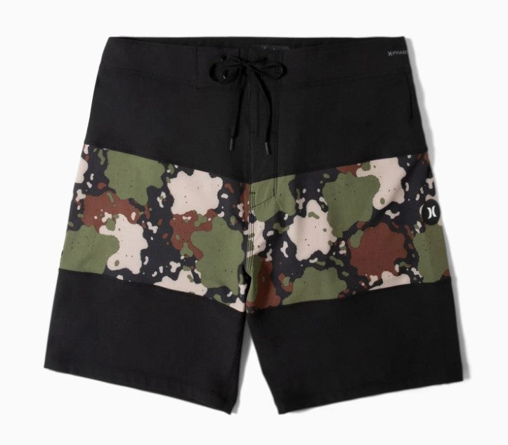 Hurley Phantom Split 20" Boardshorts in black with camo colourway