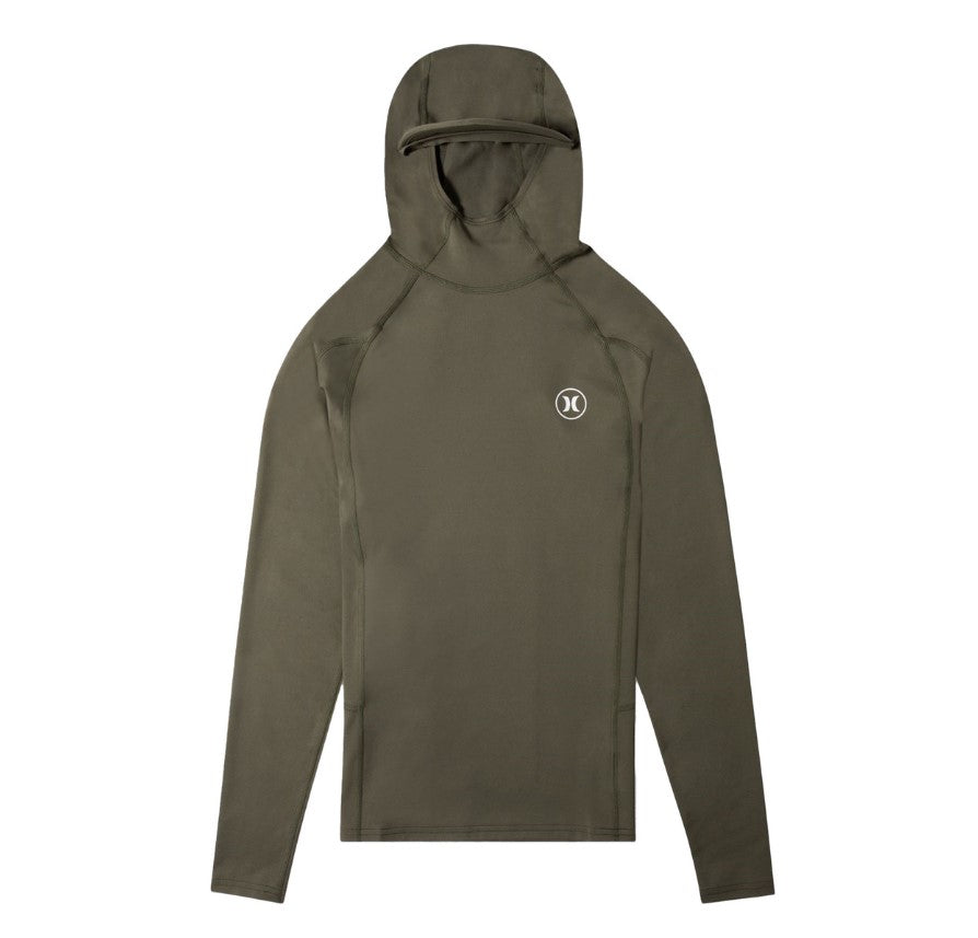 Hurley Surf+ Hooded Long Sleeve Rash Top in kalamata colourway