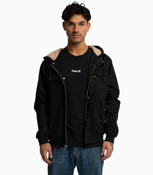 Hurley Surge Jacket in black from front open on model